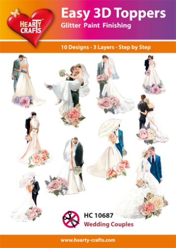 HEARTY CRAFTS EASY 3D TOPPERS  WEDDING COUPLES