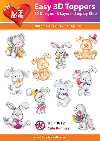 HEARTY CRAFTS EASY 3D TOPPERS CUTE BUNNIES - HC13012