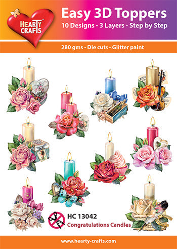 HEARTY CRAFTS EASY 3D TOPPERS CONGRADULATIONS CANDLES - HC13042