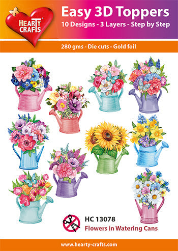 HEARTY CRAFTS EASY 3D TOPPERS FLOWERS IN WATERING CAN - HC13078