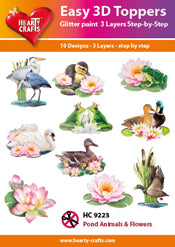 HEARTY CRAFTS EASY 3D TOPPERS POND ANIMALS FLOWERS