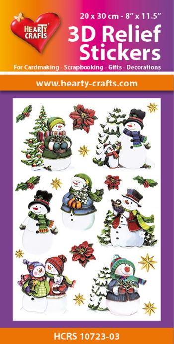 HEARTY CRAFTS 3D RELIEF STICKERS SNOWMAN - HCRS10723
