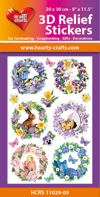 HEARTY CRAFTS 3D RELIEF STICKERS A4 SPRING WREATH - HCRS11029-09