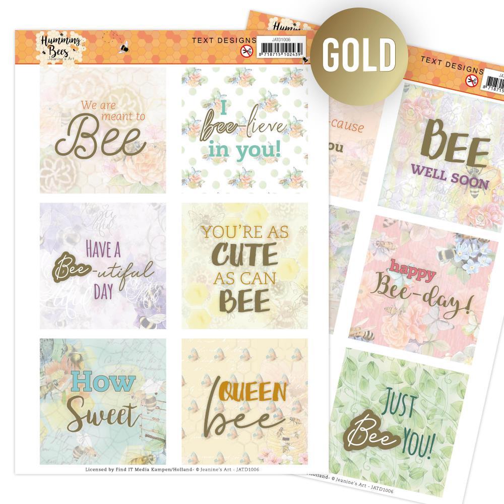 JEANINE ART 3D PUSH OUT HUMMING BEES TEXT DESIGNS - JATD1006