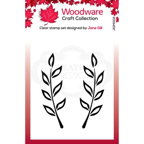 WOODWARE CLEAR SINGLES FIONA LEAF 3.8 IN X 2.6 IN STAMP - JGM002