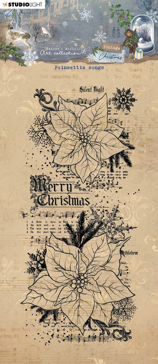JMA CLEAR STAMP POINSETTIA SONGS VINTAGE CHRISTMAS