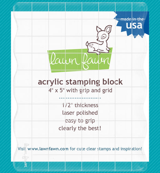 LAWN FAWN ACRYLIC STAMP BLOCK 4 X 5 GRIPS &amp; GUIDE