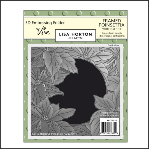 LISA HORTON CRAFTS FRAMED POINSETTIA 6X6 3D EMBOSSING FOLDER