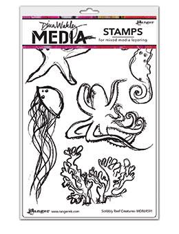 DINA WAKLEY CLING STAMP SCRIBBLY REEF CREATURES - MDR69591