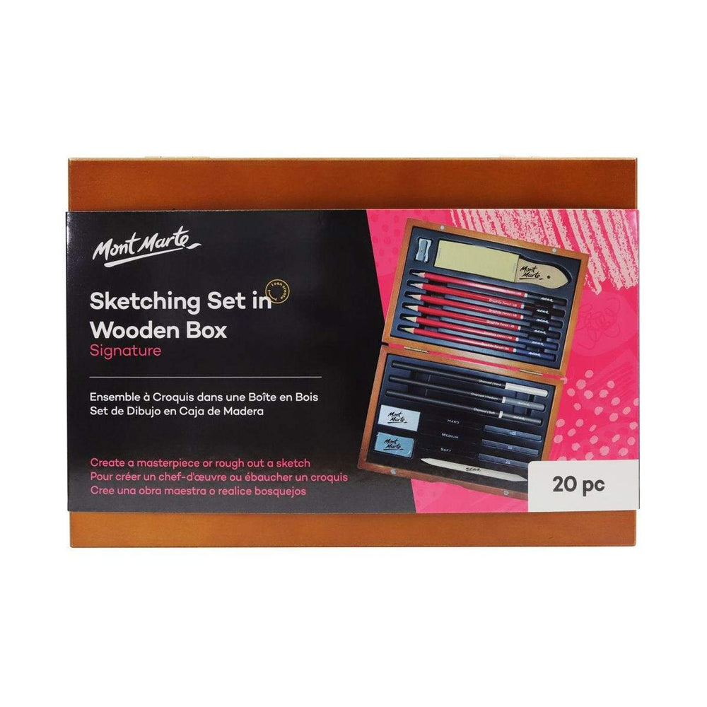 MM PASTEL SKETCHING SET IN WOODEN BOX 20 PC - MMGS0024