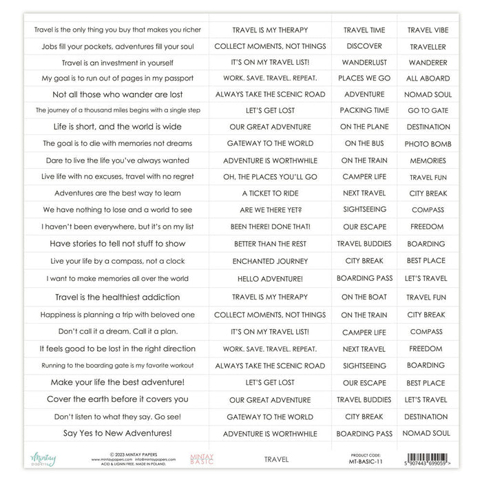 MINTAY BY KAROLA BASIC SENTIMENT SHEETS 11 - MT-BASIC-11