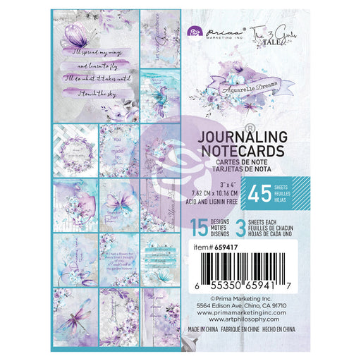 PRIMA AQUARELLE DREAMS COLLECTION 3X4 JOURNALING NOTECARDS - P659417