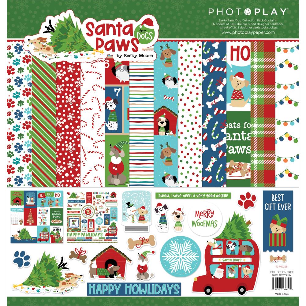 PHOTOPLAY 12 X 12 PAPER PAD SANTA PAWS FOR DOGS - PAW3462