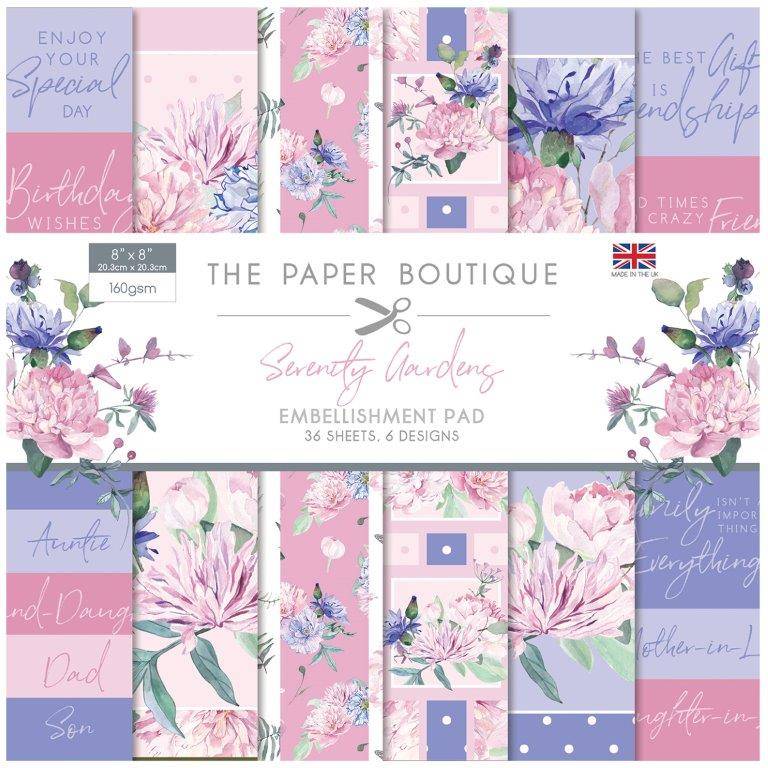 THE PAPER BOUTIQUE 8 X 8 EMBELLISHMENT PAD SERENITY GARDENS - PB1265