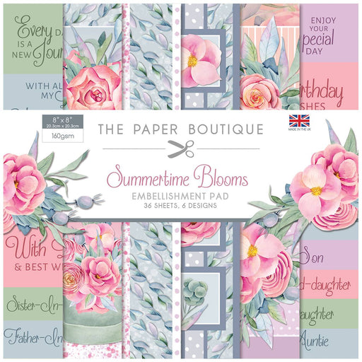 THE PAPER BOUTIQUE  8 X 8 EMBELLISHMENT PAD SUMMERTIME BLOOM