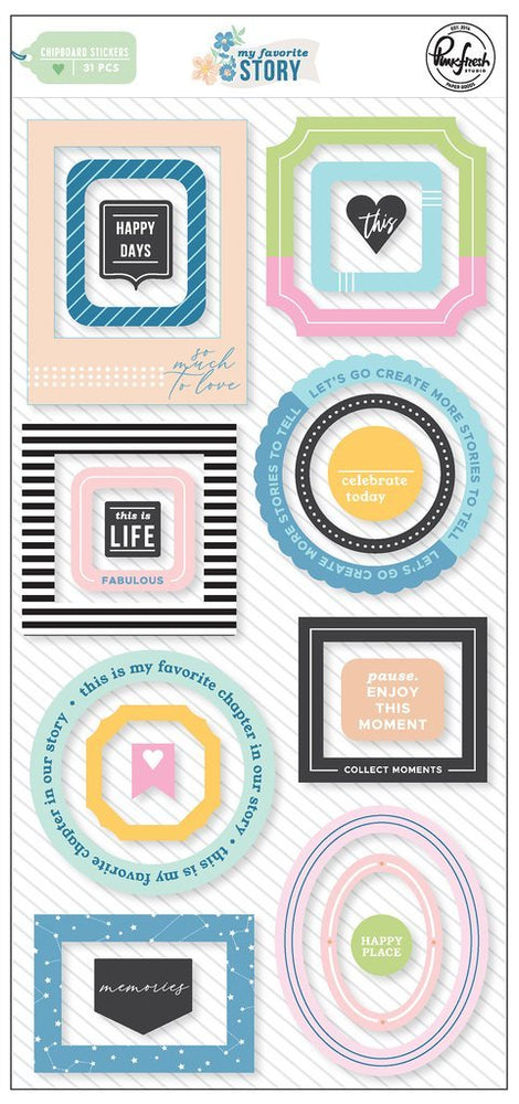 PINKFRESH MY FAVOURITE STORY CHIPBOARD FRAMES STICKERS - PFRC101120