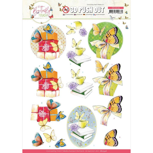 JEANINE ART 3D PUSH OUT YELLOW BUTTERFLY - SB10546