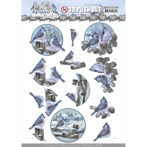 AMY DESIGN AWESOME WINTER 3D PUSH OUT WINTER BIRDS - SB10600