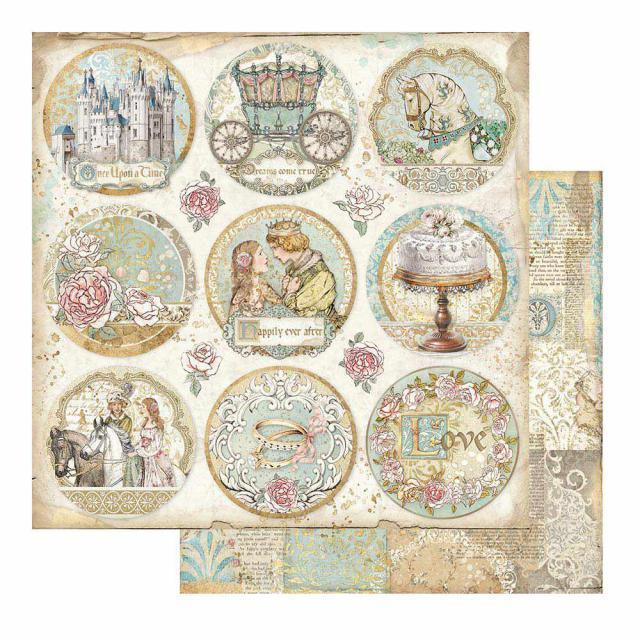STAMPERIA 12X12 PAPER SLEEPING BEAUTY ROUNDS