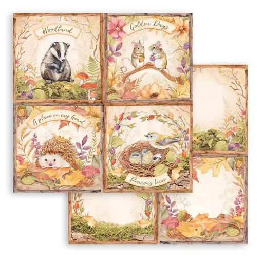 STAMPERIA 12X12 PAPER DOUBLE FACE-WOODLAND 4 CARDS