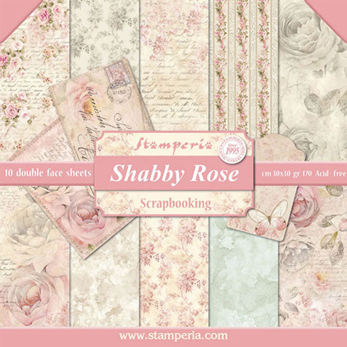 STAMPERIA 12X12 PAPER PACK SHABBY ROSE