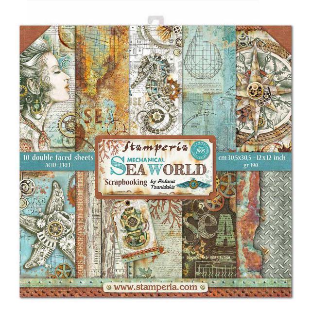 STAMPERIA 12X12 PAPER PACK DOUBLE FACE SEA WORLD - SBBL64
