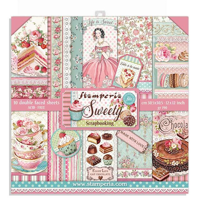 STAMPERIA 12X12 PAPER PACK  DOUBLE FACE  SWEETY