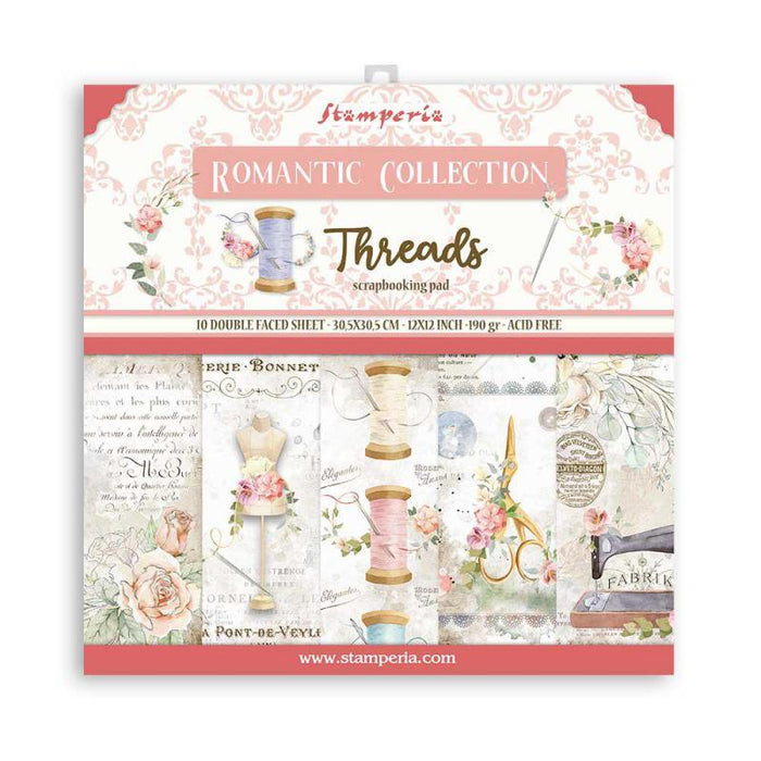 STAMPERIA 12X12 PAPER PACK ROMANTIC THREADS - SBBL88