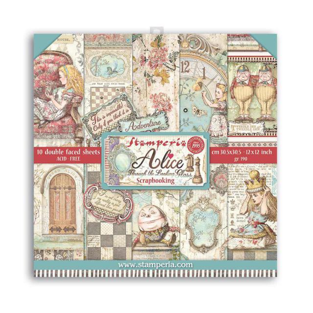 STAMPERIA12X12PAPER PACK DOUBLE FACE ALICE THROUGH THE LOOK