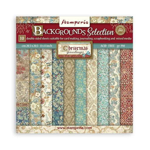 STAMPERIA 8 X 8 PAPER PACK   BACKGROUNDS SELECTION - CHRISTM