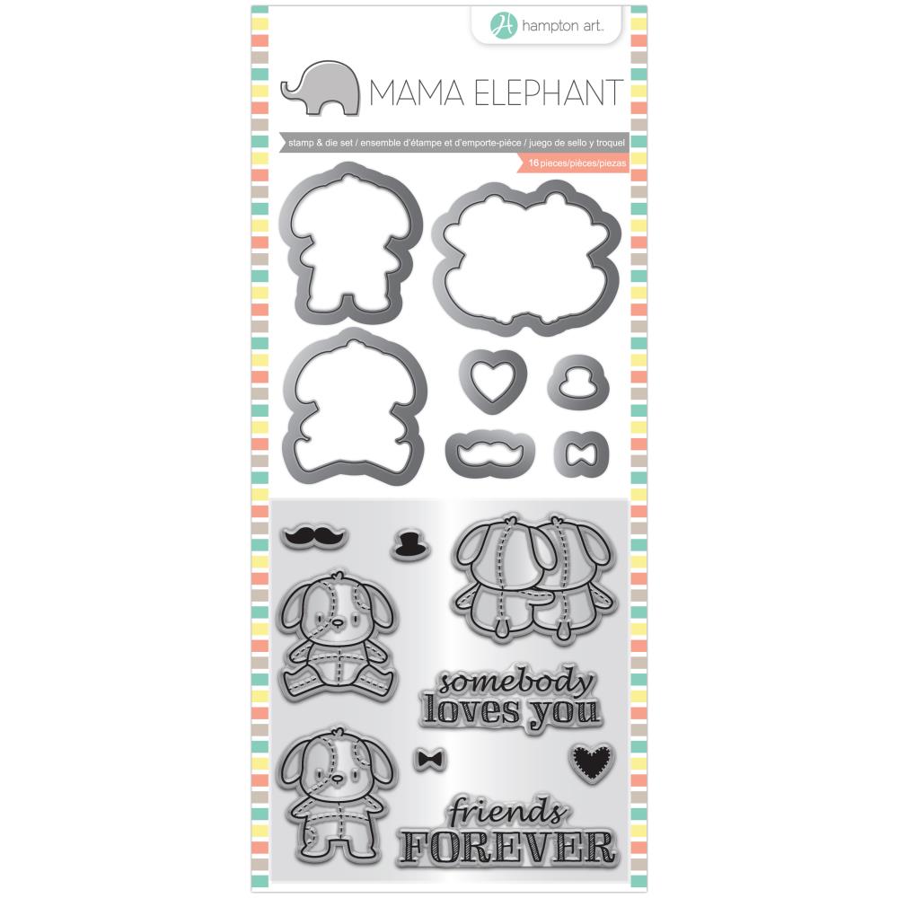 HAMPTON ART STAMP AND DIE MAMA ELEPHANT LOVEY PUPPY
