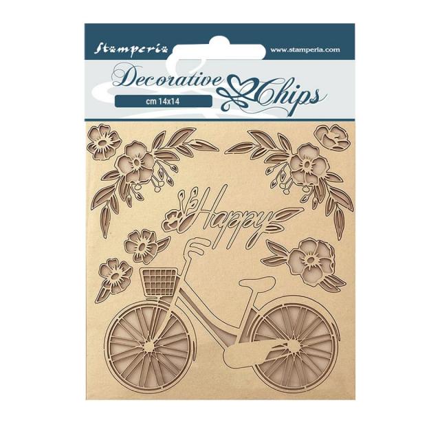 DECORATIVE CHIPS CM 14X14 - WELCOME HOME BICYCLE - SCB157