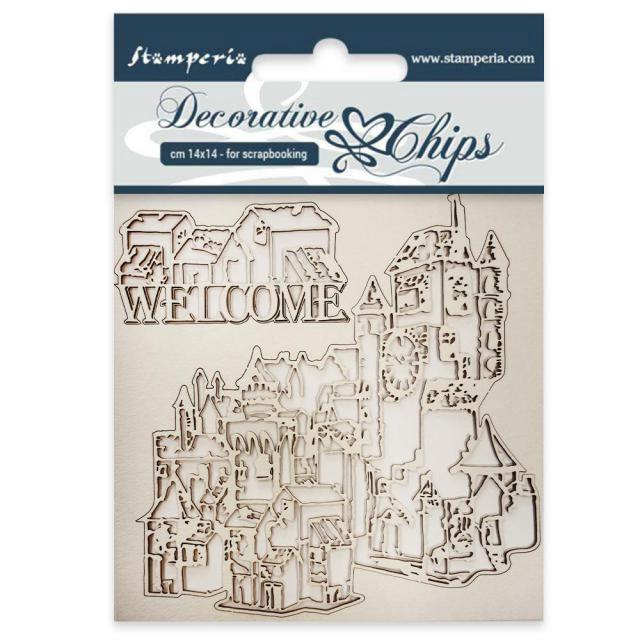 STAMPERIA DECORATIVE CHIPS 14 X 14CM WELCOME