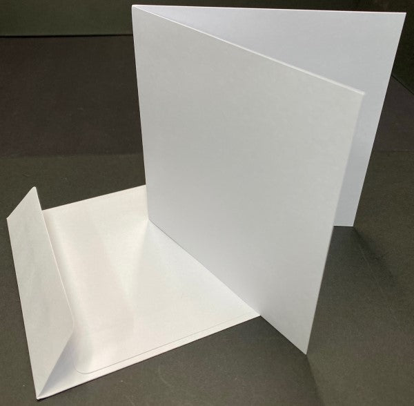 SMALL SQUARE S/FOLD CARDS & ENV WHITE TEXTURED