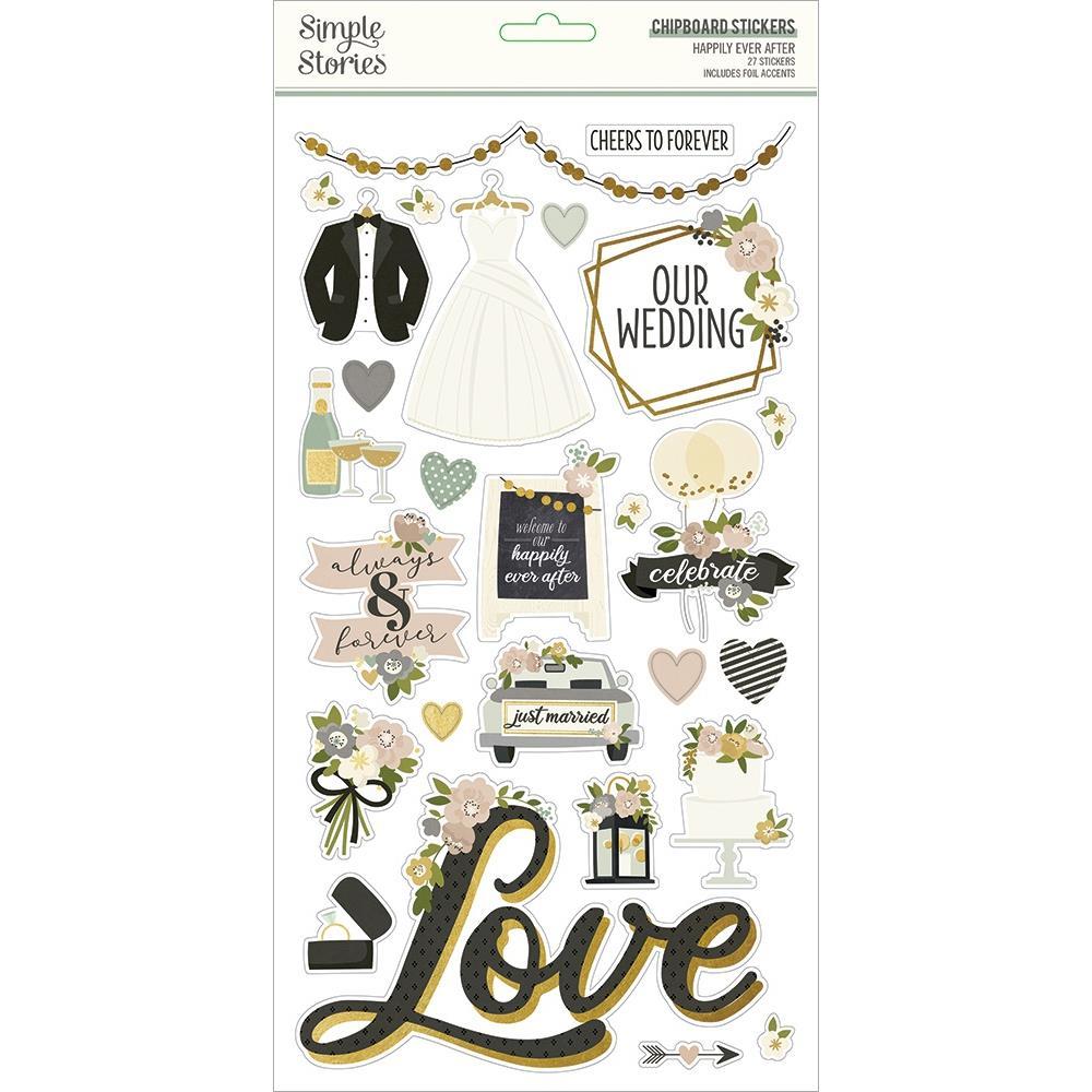 SIMPLE STORIES HAPPY EVER AFTER CHIPBOARD STICKERS - SS15515
