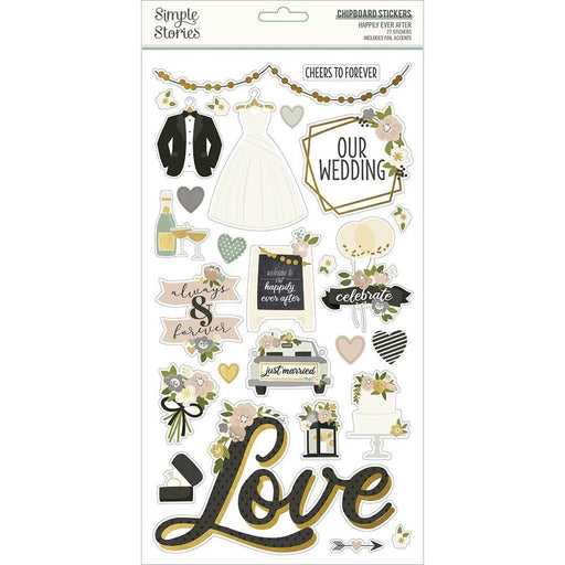 SIMPLE STORIES HAPPY EVER AFTER CHIPBOARD STICKERS - SS15515