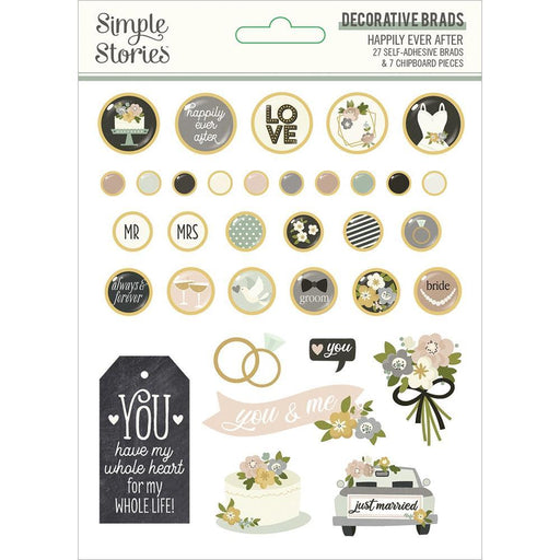 SIMPLE STORIES HAPPILY EVER AFTER DECORATIVE BRADS - SS15522
