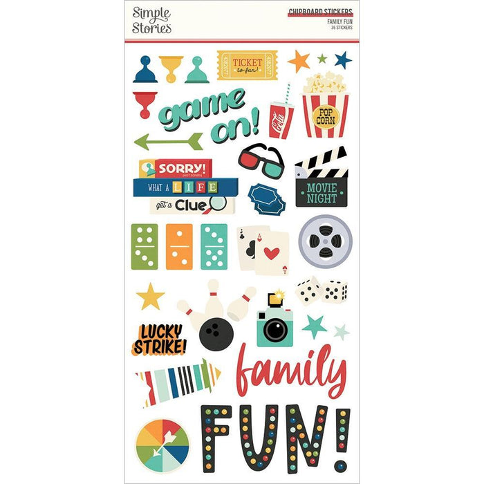SIMPLE STORIES FAMILY FUN CHIPBOARD STICKERS - SS15614