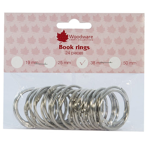 WOODWARE 38MM BOOK RINGS PK OF 24 - WW2877